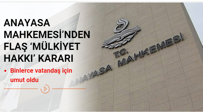 Anayasa Mahkemesi’nden flaş ‘mülkiyet hakkı’ kararı.
samanyoluhaber.com/anayasa-mahkem…