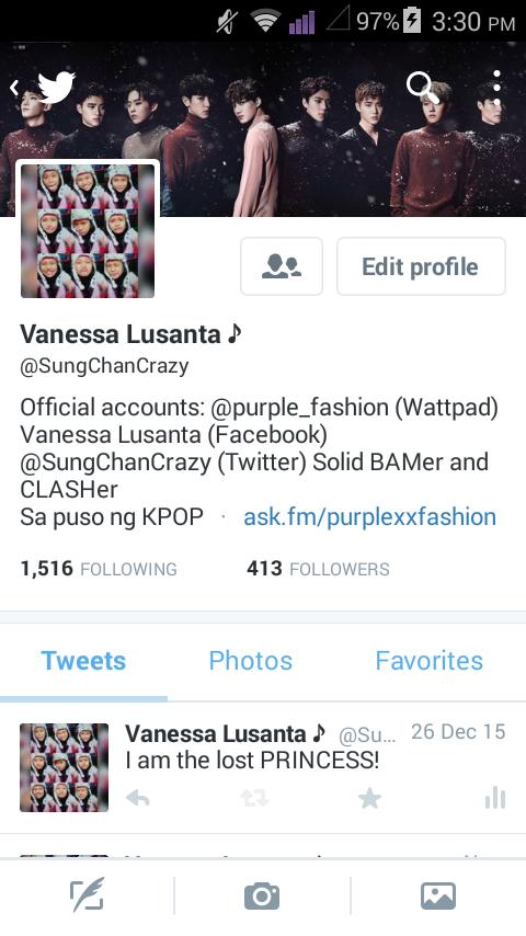 ChandKhang___'s tweet photo. @SungChanCrazy changed her bio. 😁😘😍 https://t.co/XuFK0UTNLg