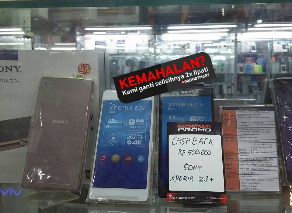 HOT PROMO!!SONY XPERIA Z3+ CASHBACK 500rb di <a href="/GadgetmartBJM/">Gadgetmart</a> 😲 Tunggu apalagi buruan beli sekarang