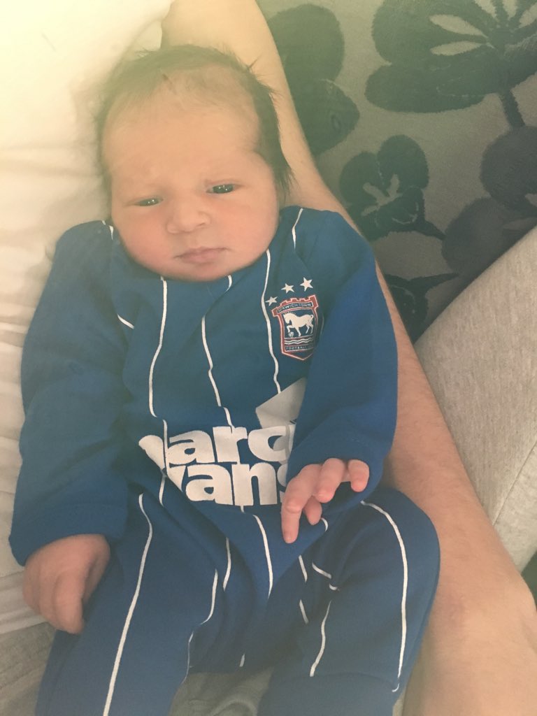 stevecooper92's tweet photo. Itfc youngest supporter (1week old Alfie) getting ready to cheer the tractorboys?! #itfc #tractorboys #tractorbaby https://t.co/nHuLelBDLE