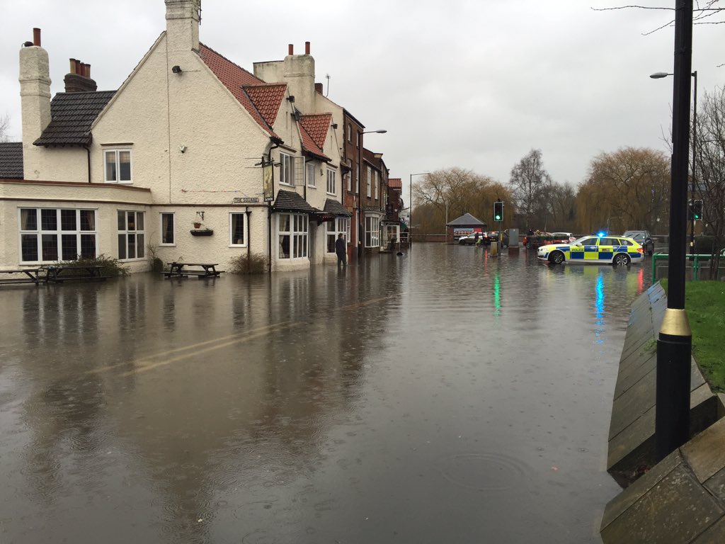 Road blocked at Stamford Bridge by flooding Calendar ITV News
