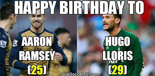 Happy birthday to Aaron Ramsey & Hugo Lloris. TV listings + live stream info:  