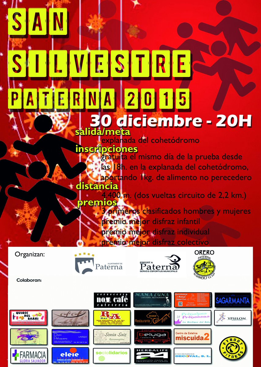 paternarunners's tweet photo. Os esperamos el dia 30 en la San Silvestre de Paterna despidiendo el año de la mejor manera #SanSilvestrePaterna https://t.co/SlcdLLhVTp