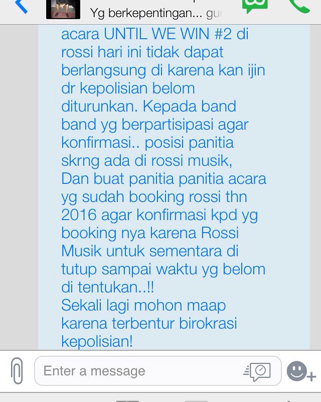 #FYI mohon maaf acara malam ini di rossi tidak dapat berlangsung.. selengkapnya 👇