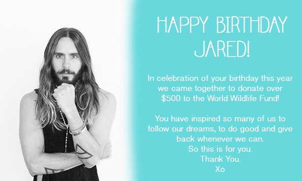 TeamRayon_'s tweet photo. Happy Birthday @JaredLeto! A small gift from us to you ♥ https://t.co/xDFy0He3H6 #JaredsBirthdayBonanza #TeamRayon https://t.co/r5p2DwDkyi