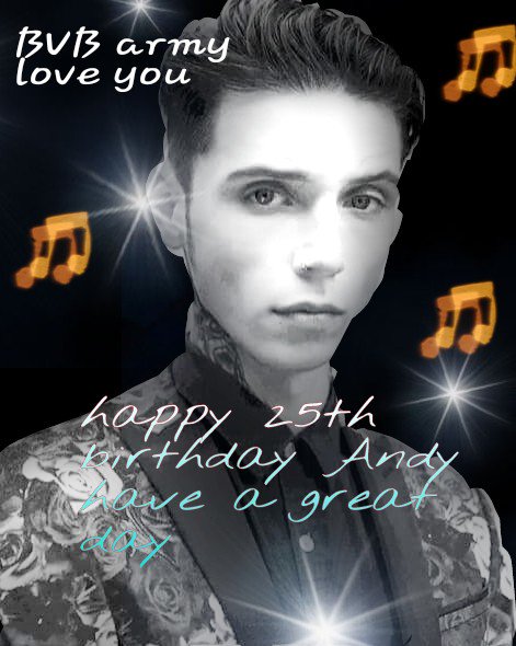 Happy 25th birthday andy biersack i hope you have a rocking day  bvb army love you 