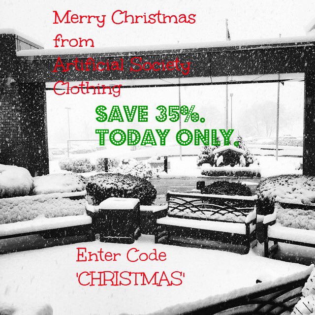 artificialsoc's tweet photo. Extended #ChristmasDay Sale. 35% off online. Today only. #HappyHolidays #fashion #style #Dayafterchristmas https://t.co/rV2jltSQJ4