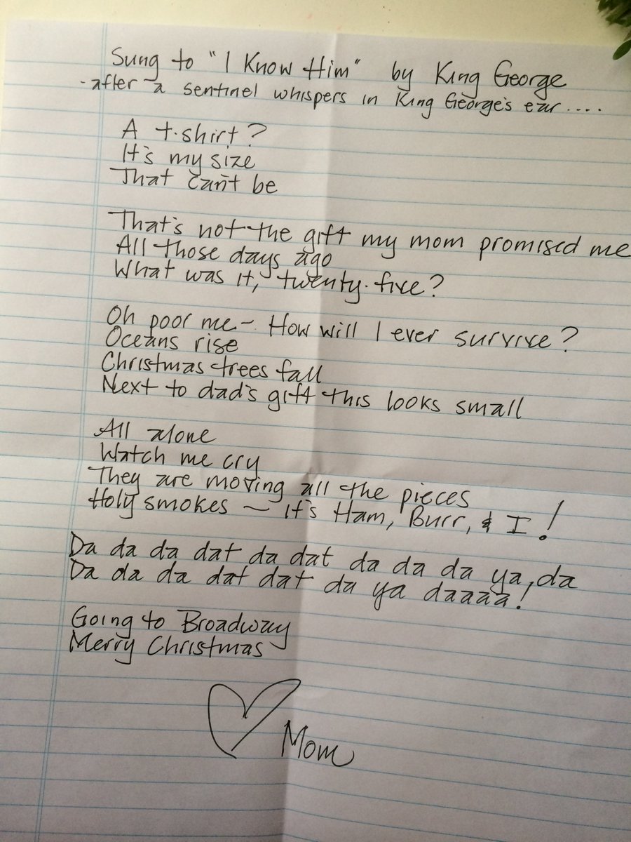 25 days of Advent calendar rhyme ended with tickets to see <a href="/HamiltonMusical/">Hamilton</a> Taking the kid and my mom! <a href="/Lin_Manuel/">Lin-Manuel Miranda</a>