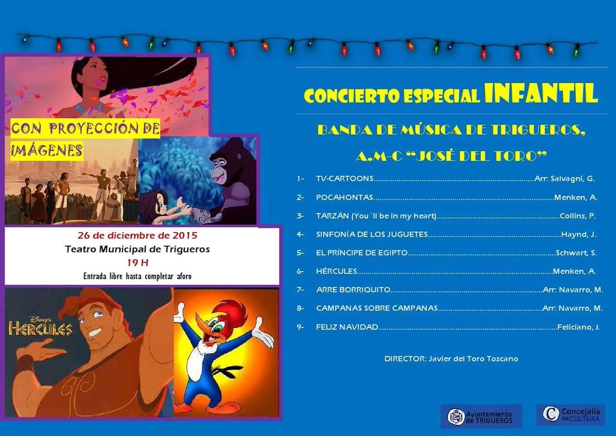 Ayto_Trigueros's tweet photo. Esta tarde en #Trigueros concierto de la A.M.C Jose del Toro a las 19:00h en el Teatro Municipal @bandatrigueros https://t.co/i4GqmlyCmK