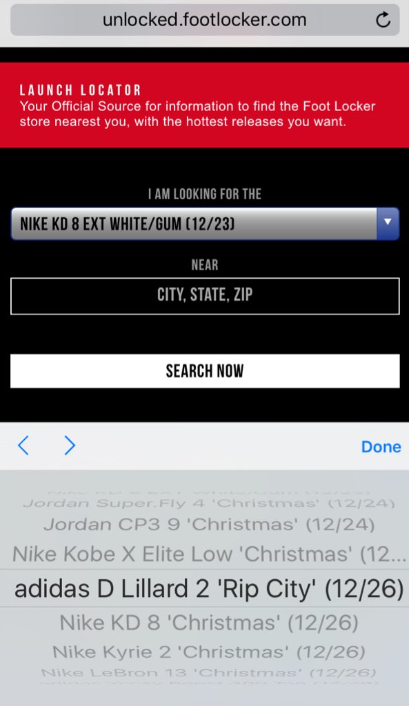 footlocker release locator