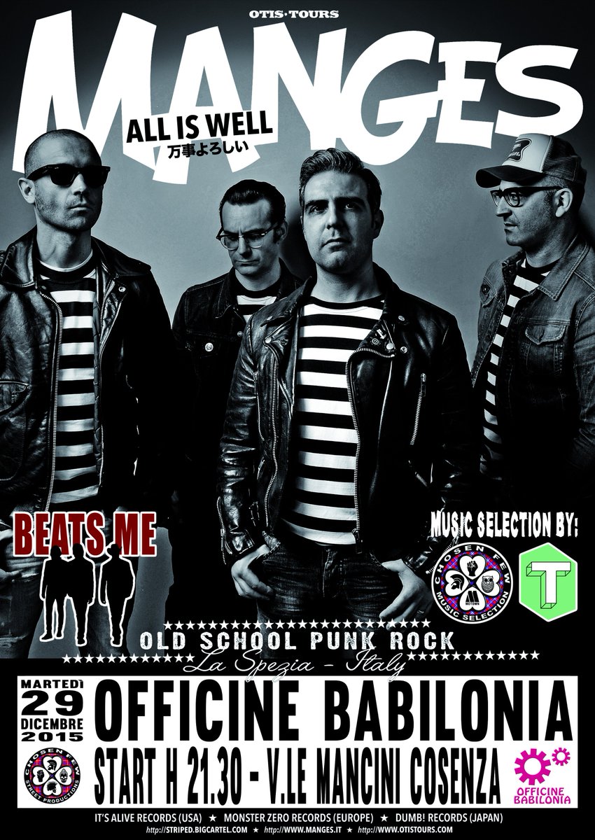 Alessandro_Aloe's tweet photo. A #Cosenza old school #punk #rock a ridosso di capodanno, don't lose them! 29/12 @TheManges live Officine Babilonia! https://t.co/0AtfAiwDBr