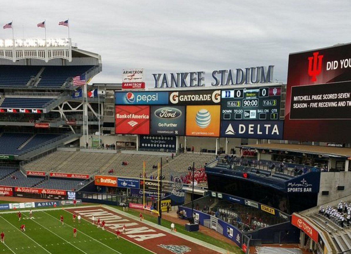 espn's tweet photo. Duke and Indiana get Yankee Stadium as their stage at the #PinstripeBowl. 

Watch live here: https://t.co/X7z4ooQdRC https://t.co/tu0YS1tUVk