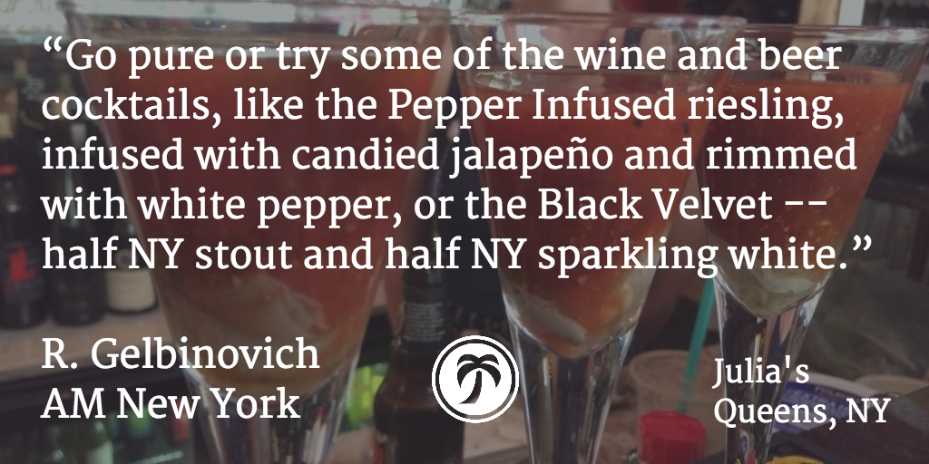 MemorableTech's tweet image. . @SmellTheRosy tries awesome drinks @JuliasRidgewood for @amNewYork #queens #nyc #bars buff.ly/1R1kOSF