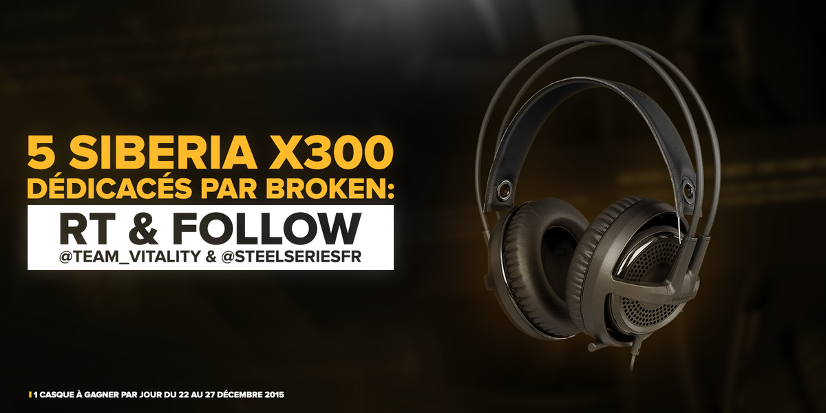TeamVitality's tweet image. #GiveAway Avant-dernière chance de remporter un casque #SiberiaX300 @SteelSeriesFR dédicacé par @BrokyBrawks ! 🎄🎁