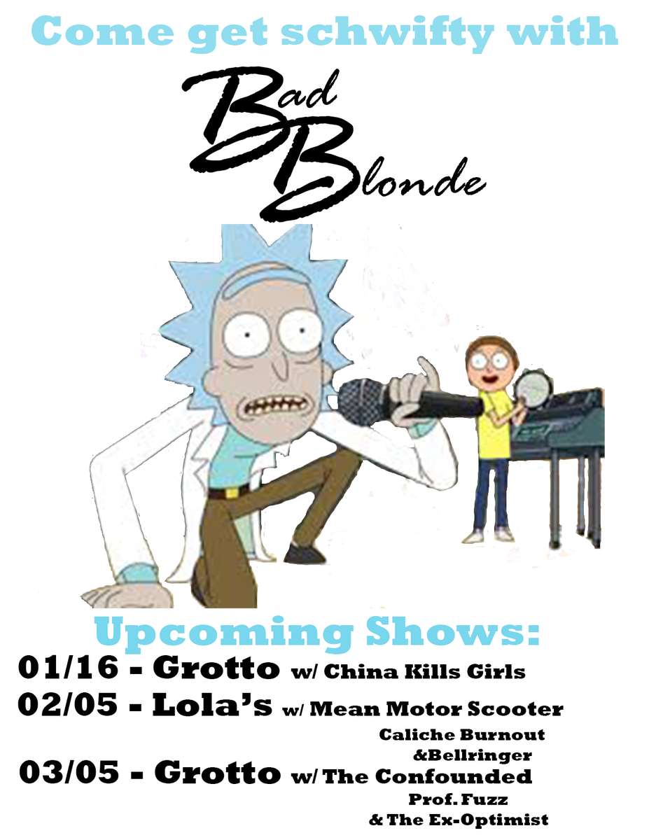 badblondemusic's tweet photo. Updated show flier for our upcoming #fortworth shows to promote our #EP Caffeine Daze.
#localmusic #concert #music https://t.co/lIyFJOBeMX