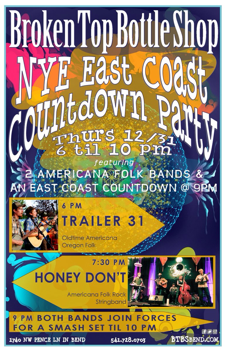 #NewYearsEve #eastcoast #countdown #party @#BTBS 12/31@ 6-10pm w/<a href="/HoneyDont/">HoneyDont</a> &amp; #trailer31 #inbend #nocover #livemsuic