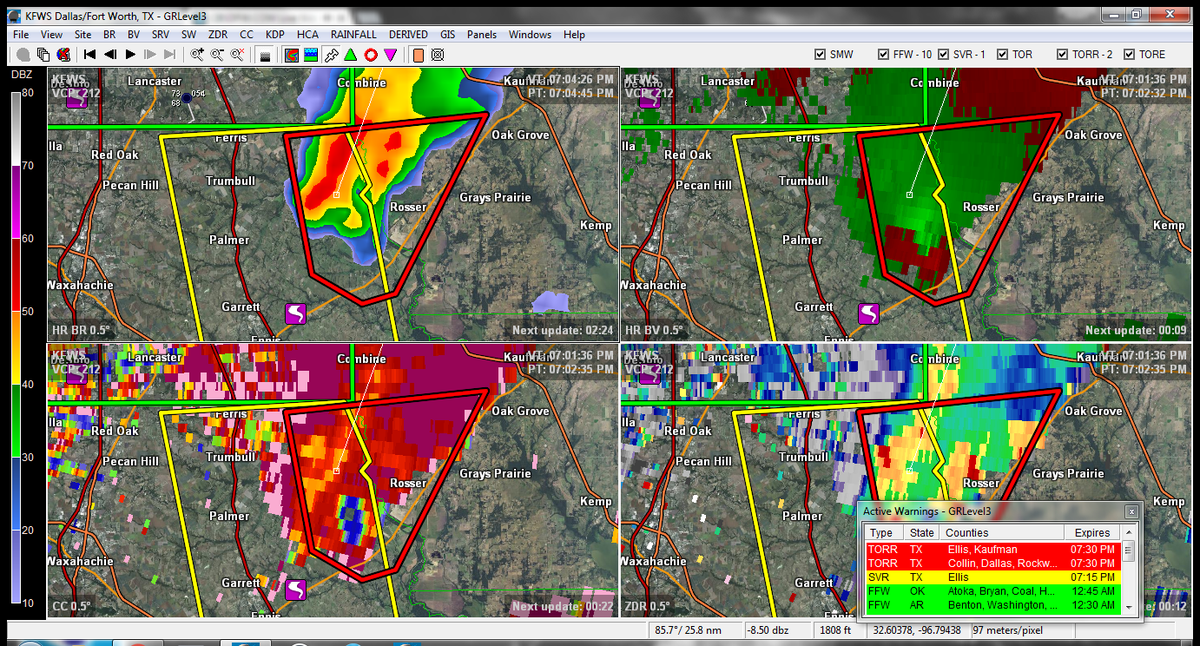adamolivierwx's tweet photo. Another large tornado confirmed near Ennis,TX! Tight rotation on radar! https://t.co/74iIB7IfRL