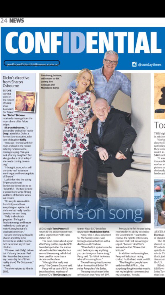 TimGossage's tweet photo. Welcome aboard @Percyqc Good Morning Perth @6iXPerth @Maddie_Burke . The great man part of the team in 2016. #6ix https://t.co/KSpOPaY16w