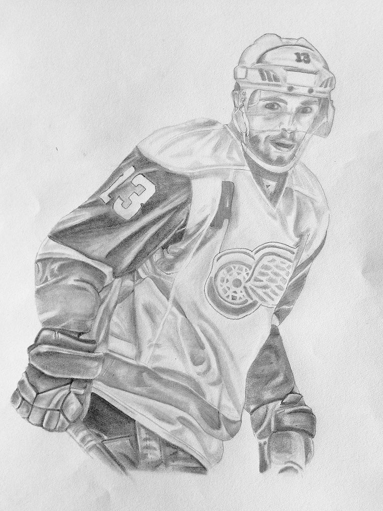 narski94's tweet photo. Girlfriend drew me my favorite player for one of the coolest Christmas presents ever! @Datsyuk13 @DetroitRedWings https://t.co/rMtuewjkwd