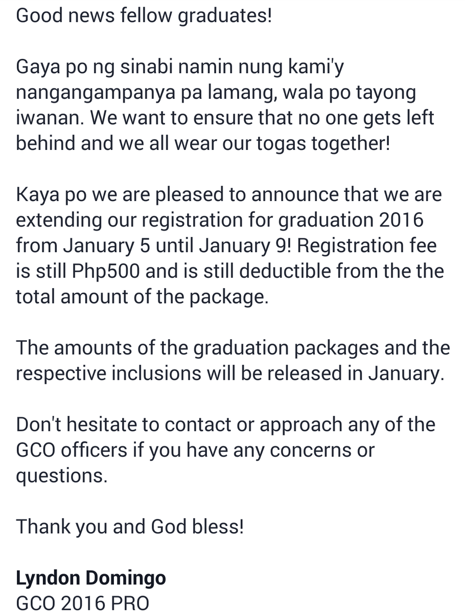 BMS_psbaqc's tweet photo. Announcement from our #GraduatingClassOffice 2016!

#GCO #PSBA https://t.co/ogoeIpKi4H