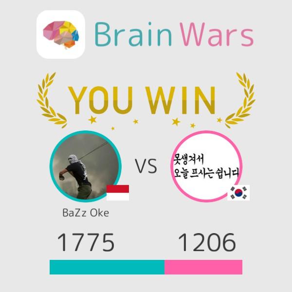 I challenged 이승훈 and won:) Challenge players from around the world! #BrainWars
brainwarsapp.com