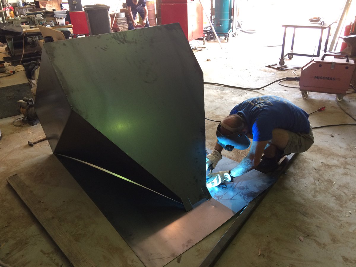 WattsRiverBeer's tweet photo. Tom does some post Christmas work on a hopper for the grain mill #brewingequipment #hamiltonfarm https://t.co/b9iG84hH0R