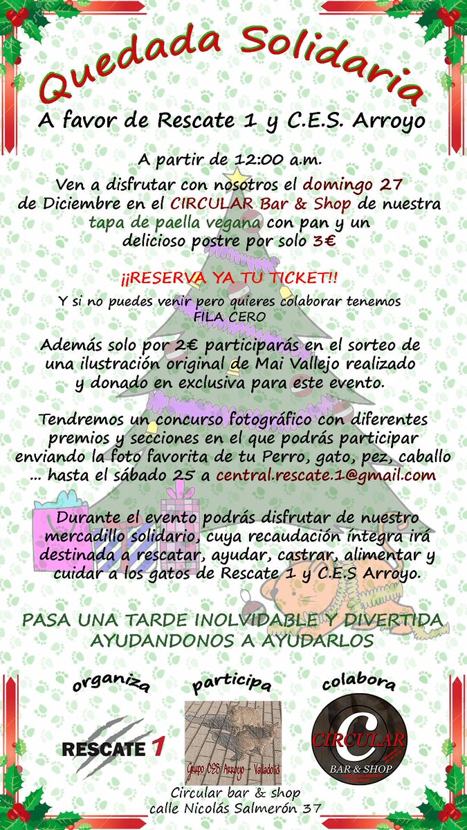 maithadas's tweet photo. #HOY Quedada solidaria, ¿te hace el plan?  #Rescate1 #circularBar&amp;Shop #Miau https://t.co/urNGLBNwBZ