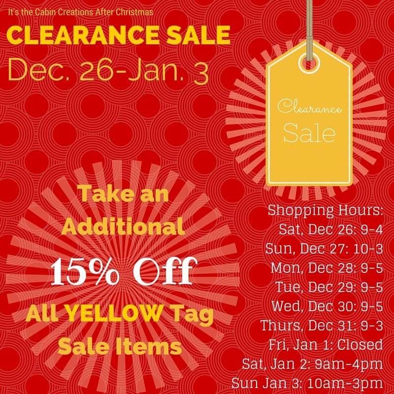 cabincreationsw's tweet photo. It's #clearancesale time! Save an extra 15% on sale items through Jan 3! #shoplocal #shopsmall #phillipswi https://t.co/u0Lr6QrAfa