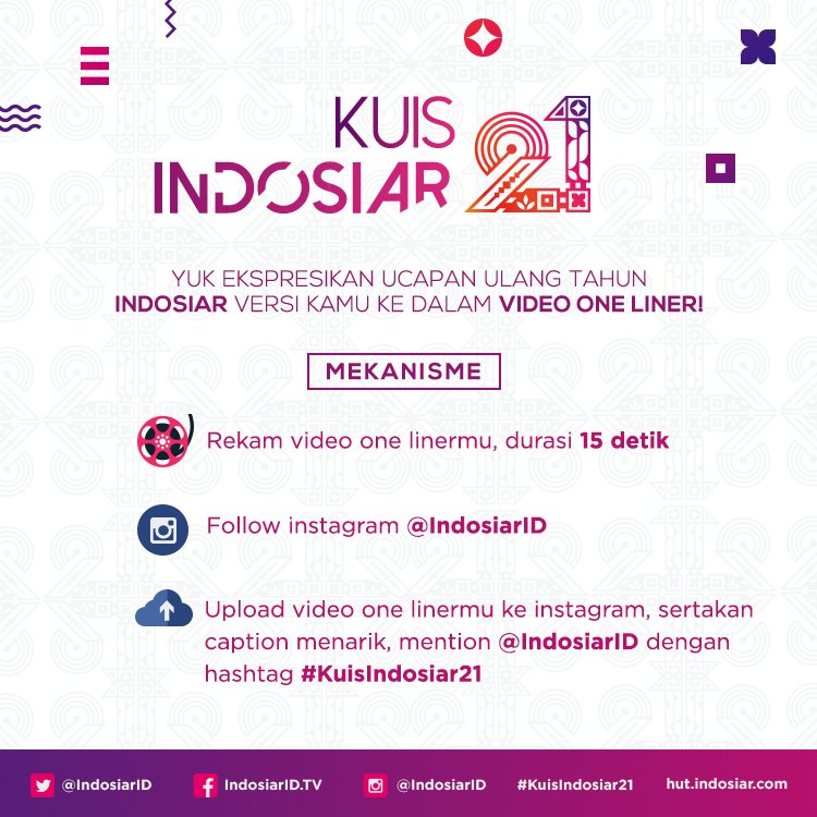 Indosiar's tweet photo. Ekspresikan gayamu berikan ucapan HUT @IndosiarID ke 21 lewat Video One-liner di Instagram. #KuisIndosiar21 https://t.co/FPz8JT00z9