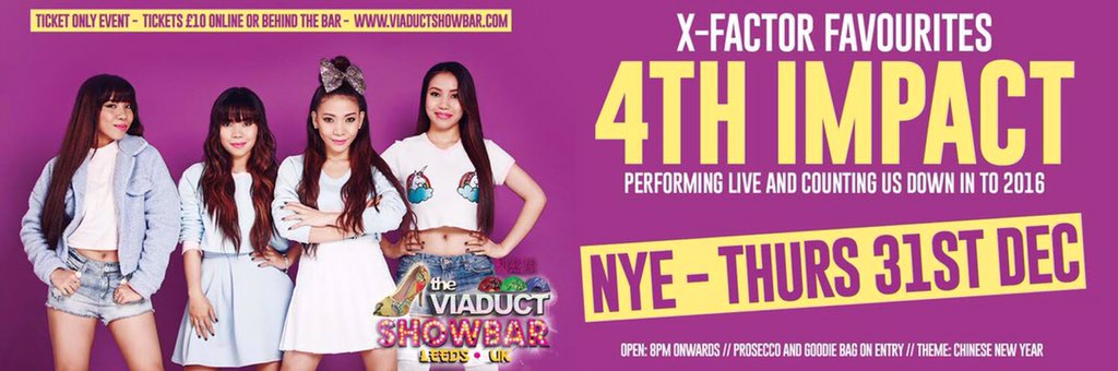 4SISTERSMUSIC's tweet photo. We are inviting you all to come &amp; join us! THURS 31 at @ViaductShowBar  (New Year's Eve Countdown) 🎉 #4thImpact2016 https://t.co/q1qqtDjS0c