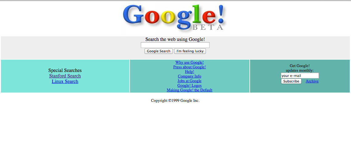 dorolita's tweet image. Back in 1999, when #google was just another #startup! #archiveorg thx for this!