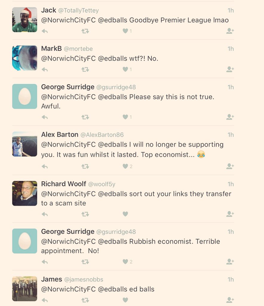 MrHarryCole's tweet image. Norwich City fans react to their club signing Ed Balls. A-ha.