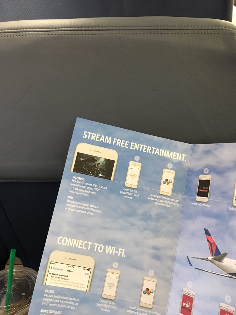Baharestani's tweet image. Hey @DeltaAssist your 'entertainment streaming' is a farce with no wifi on board this flight to Cabo. Refund please?