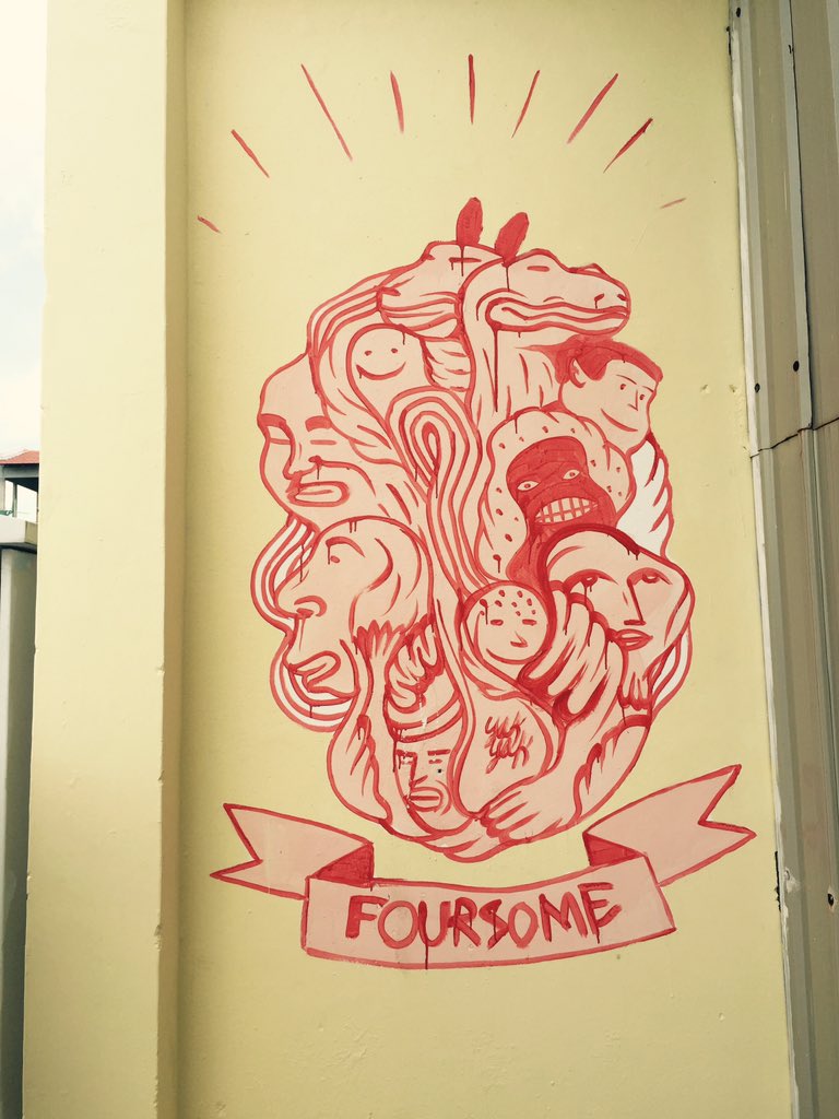 grfty134's tweet image. Went to Melaka for Christmas holidays. Saw lots of rad graffitis. Manage to took only this two.#foursome #yakyak