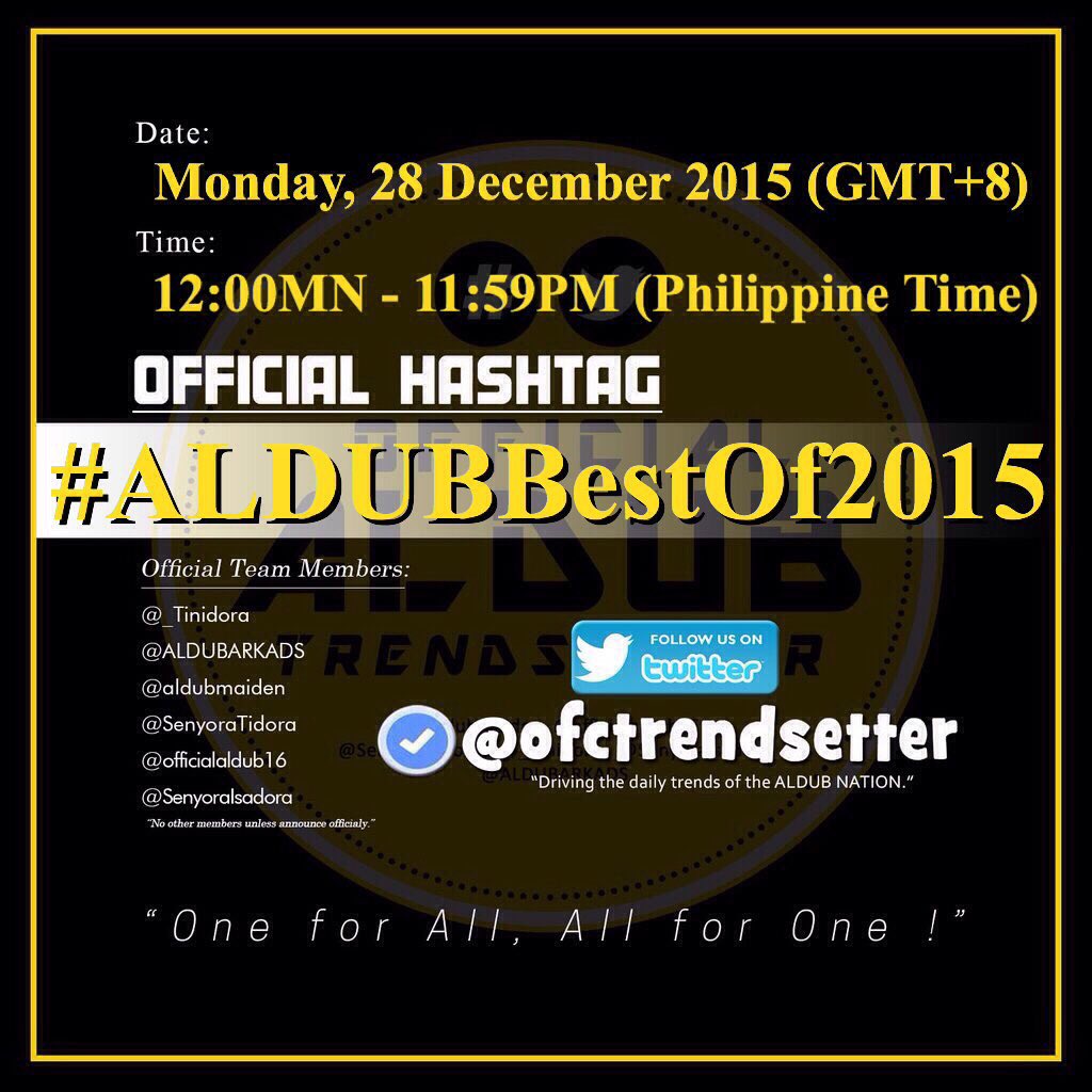 ofctrendsetter's tweet photo. Year 2015 is the Best for ALDUB so far and ALDUB is Definitely The Best for 2015!

Official HT :

#ALDUBBestOf2015 https://t.co/ZgVFkENVIq