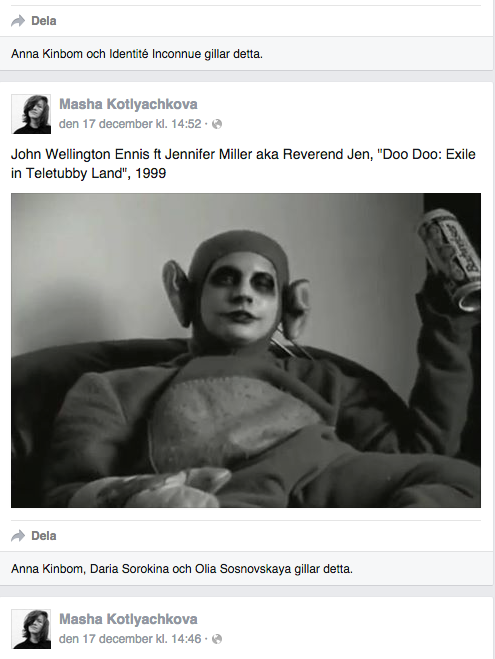 AnnaKinbom's tweet photo. @johnennis Doo Doo: Exile in Teletubby Land was successfully screened at Intimate Space in St Petersburg RU Dec 18 https://t.co/SO1kkKkg1p