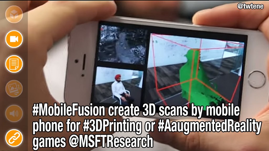 RafSchiavullo's tweet photo. #MobileFusion #3DScans by #Phone for #3DPrinting #AaugmentedReality games @MSFTResearch https://t.co/PanSwOFV1N https://t.co/nOWlOAmUjE
