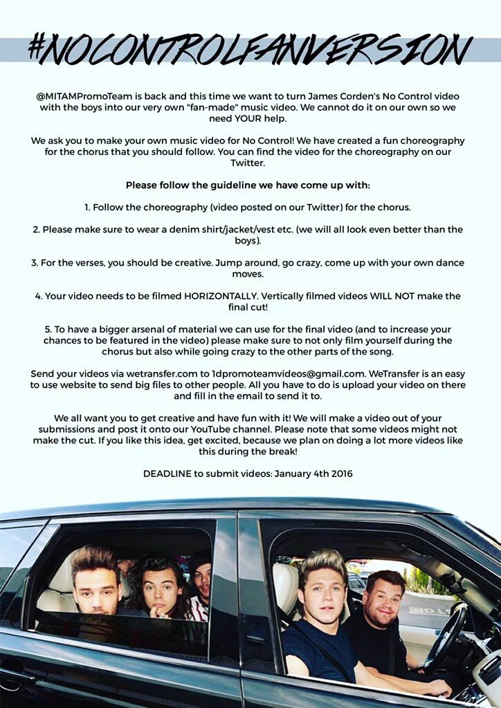 MITAMPromoTeam's tweet photo. There's only one week left to send in your #NoControlFanVersion videos! It's gonna be great! https://t.co/w8rMRua9PF