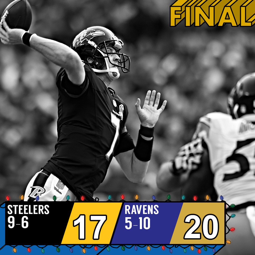 NFL's tweet photo. FINAL: Ravens upset the Steelers! #PITvsBAL https://t.co/v2u5LWb3Y3