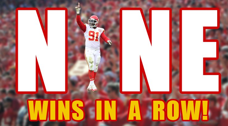 fox4kc's tweet image. Chiefs tie franchise record with 9 straight wins! #chiefs