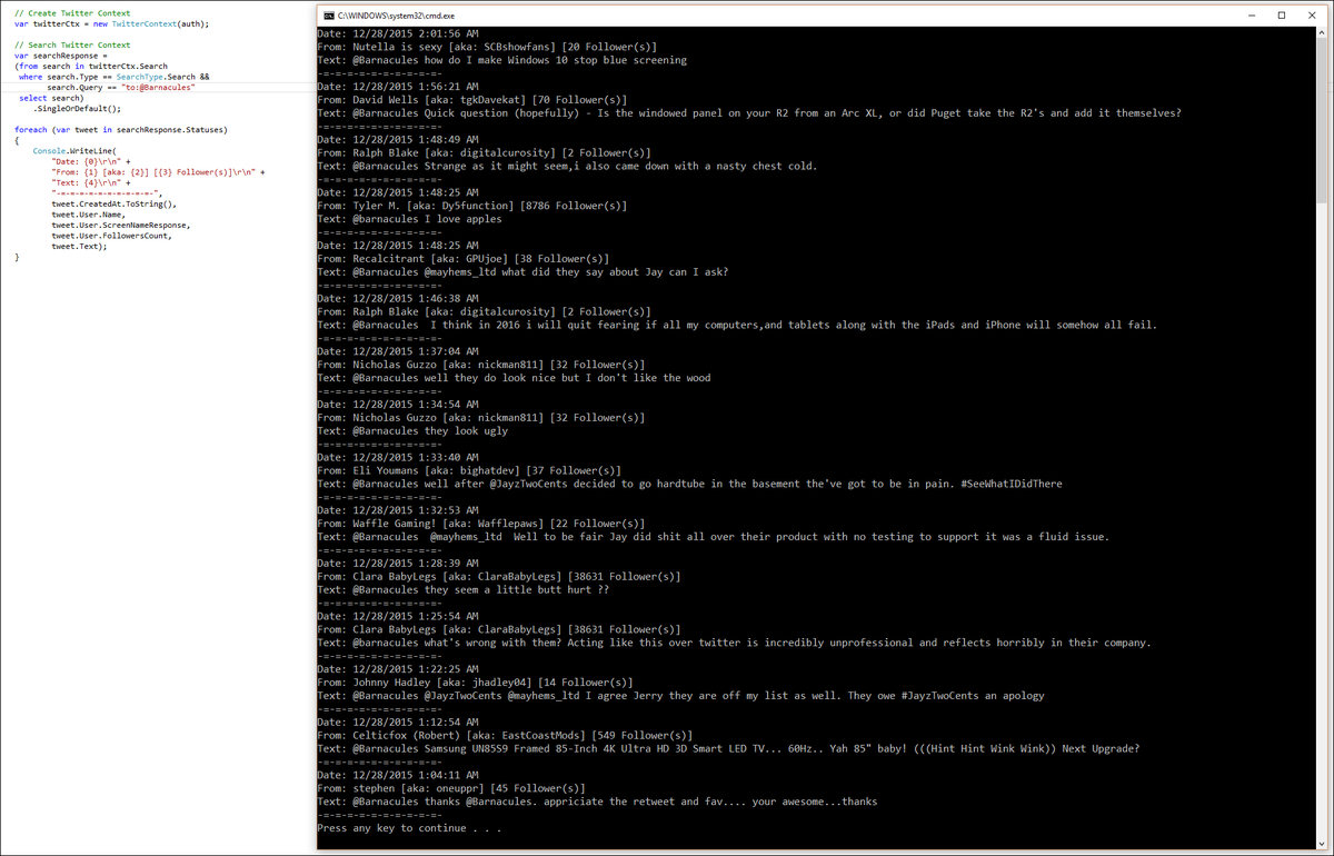 Barnacules's tweet image. Learning the Twitter API so I can do another #Codegasm on how to write a Twitter bot to help manage my feed :P