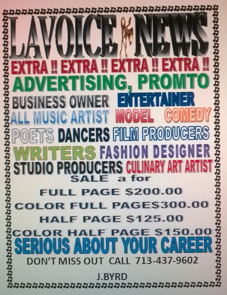 DaHnewspaper's tweet photo. LAVOICE NEWS SUPPORT EVERYONE IF YOU CAN DREAM IT LET US  SHOW IT CALL J.BYRD 7134379602 https://t.co/Uhi4DH2LBi