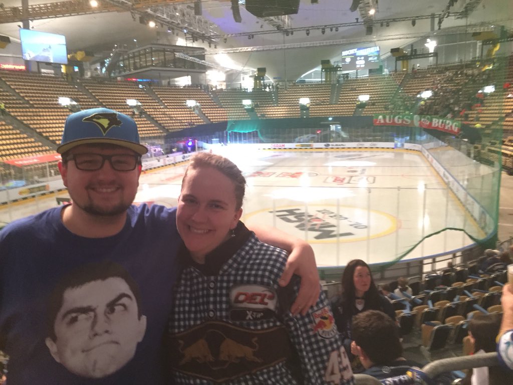 KrebsHel's tweet photo. @Steve_Dangle: my girlfriend @caipichick and me at a hockey game here in Munich with your shirt! #goleafsgo #tml https://t.co/RlFB1Ryx3v