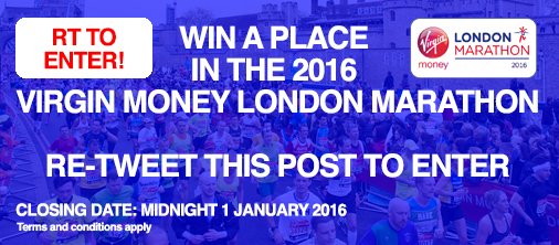 WIN A PLACE IN THE 2016 RACE! Retweet this post to enter #LondonMarathon Ts&amp;Cs here bit.ly/1QHSKoI