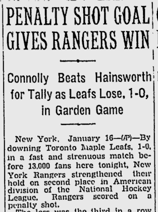 PghHockey's tweet photo. Only 2 NHL games ended 1-0 on a penalty shot: 1-16-36 Rangers over Leafs & 3/19/06 Leafs over @Pens. #ShutoutJinx https://t.co/Xf2i6ls2CM