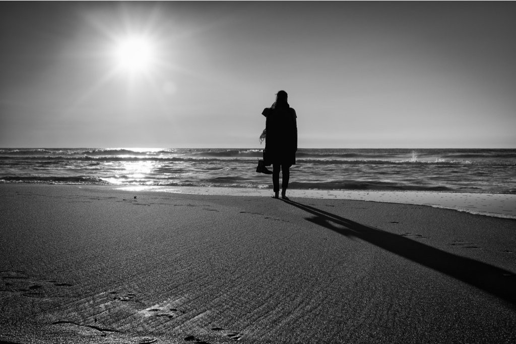 pixelanche's tweet image. The lovely @fspectre at the beach on a cold day. #blackandwhite #photography