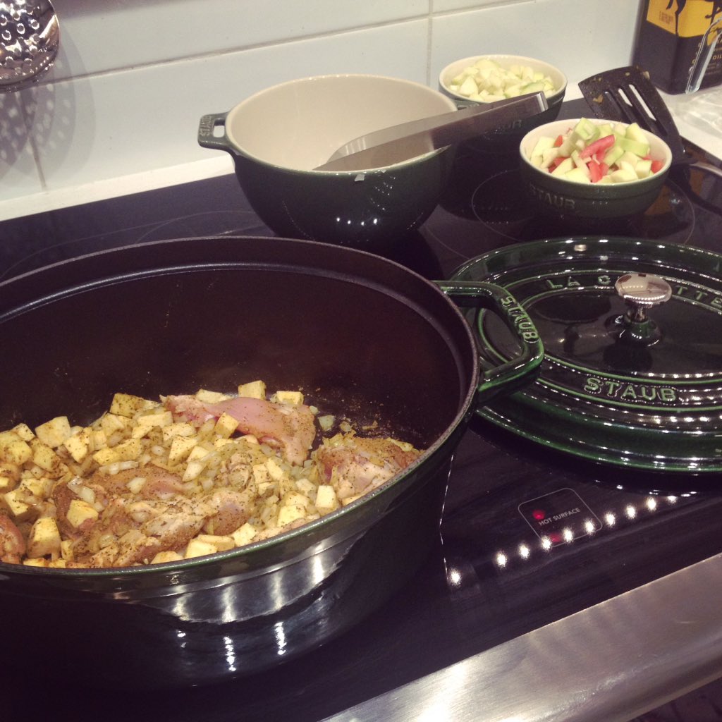 LittleLocavore's tweet photo. Breaking in my new #staub #cocoette Yemenite Chicken Soup! π² https://t.co/OZsiYjXYSf