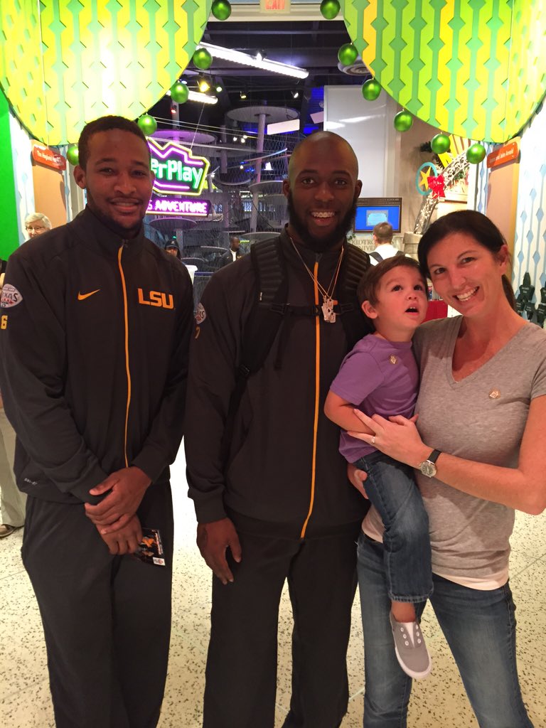 jenthillet's tweet photo. @_fournette and Brandon thanks for taking a pic with Fuller Miles Thillet! Today was his 3rd Bday! #LSU https://t.co/9yKfgcOQSD