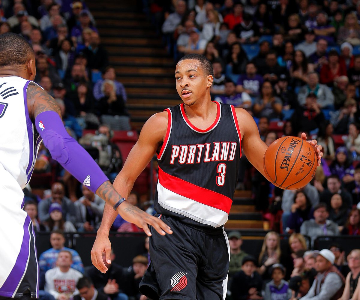 SportsCenter's tweet photo. No Damian Lillard, no problem. C. J. McCollum has a MONSTER game (35 Pts, 11 Reb, 9 Ast) to give Portland a win. https://t.co/LKffmCUKDW