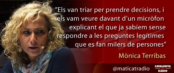 [OPINIÓ] Mònica: "El parer i el criteri dels negociadors de la CUP amb JxSí era i és imprescindible." 

#ANECUP
